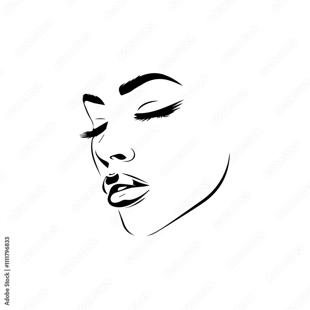Black silhouette woman face icon vector,pretty girl logo, beauty portrait Black silhouette woman face icon vector,pretty girl logo, beauty portrait