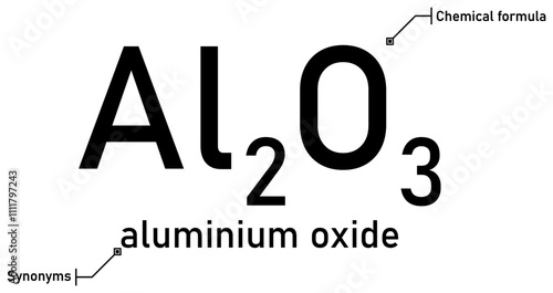 Aluminium oxide chemical formula and synonyms with callout titles