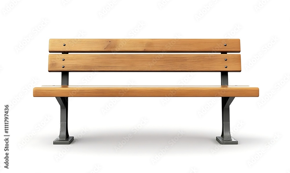 Wooden park bench isolated on white background with metal legs, Generative Ai Wooden park bench isolated on white background with metal legs, Generative Ai