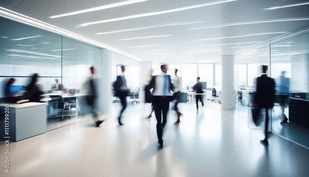 Blurred people in motion in bright modern office. Blurred people in motion in bright modern office.