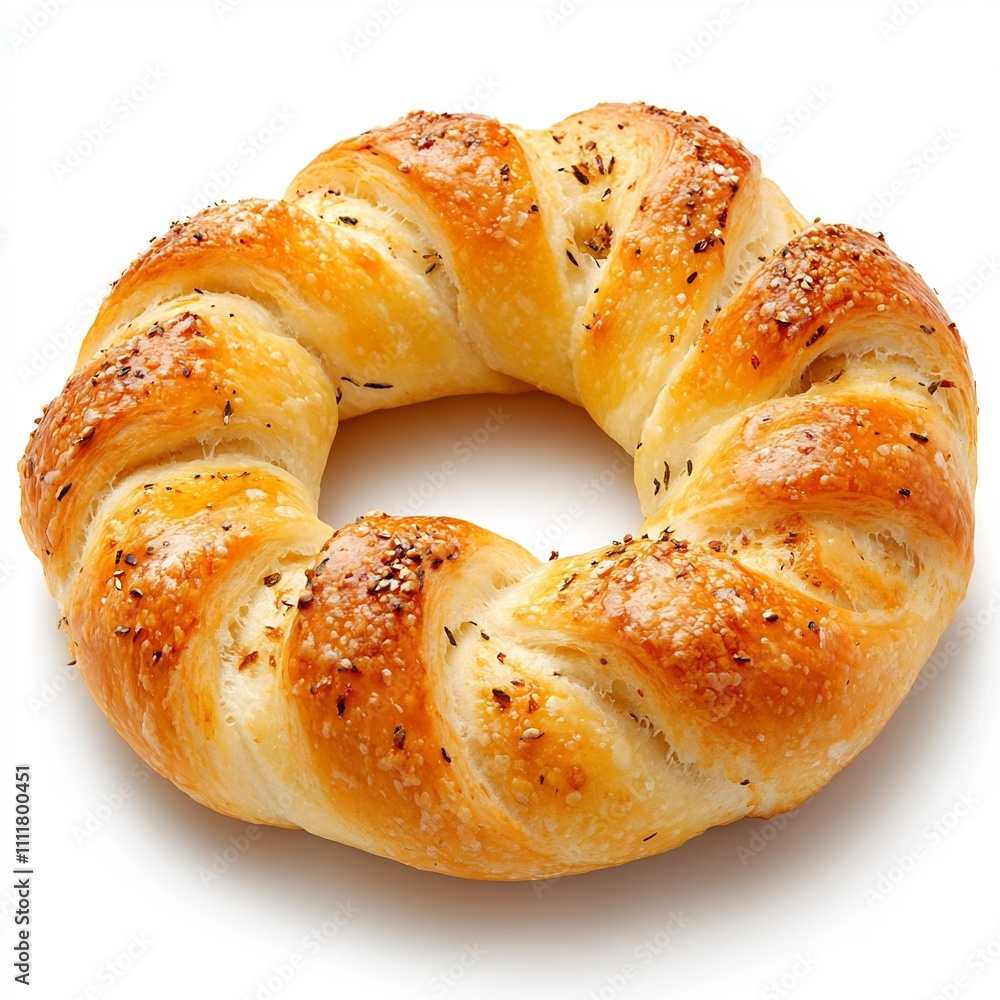 Macro Close Up of Twisted Savory French Fougasse Bread on White Macro Close Up of Twisted Savory French Fougasse Bread on White