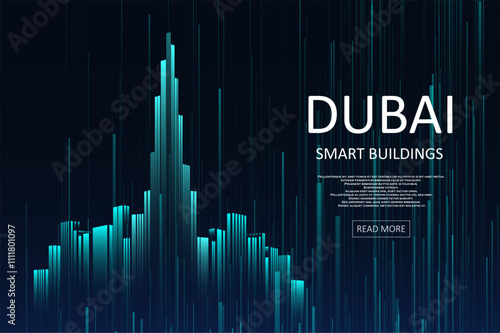 Smart building concept design for Dubai. Graphic concept for your design.