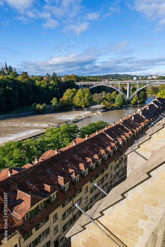 Aare River Riverside In Bern, Switzerland photo