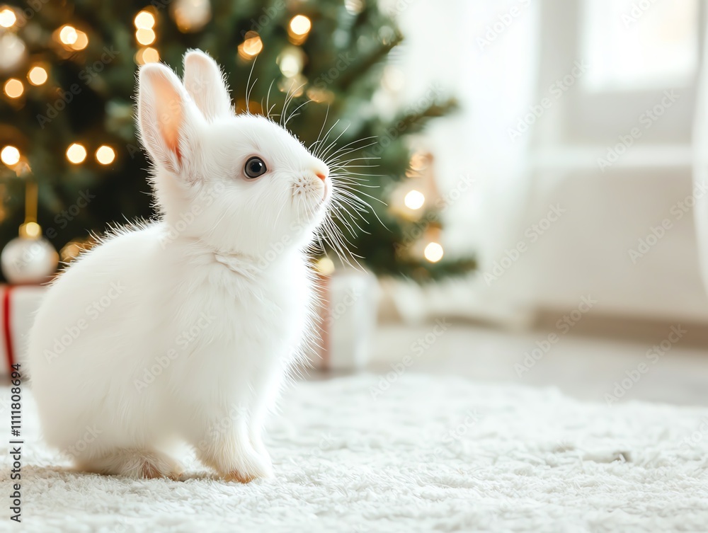 Obraz premium Ornaments jingling as baby animals playfully paw at them, Cute baby animals, Christmas joyful ornaments