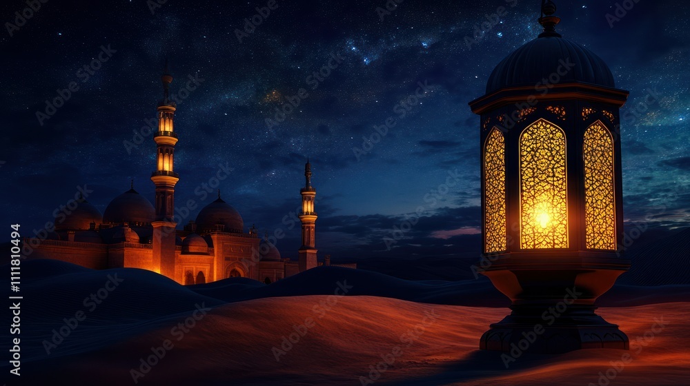Night Scene with Mosque and Lantern Night Scene with Mosque and Lantern