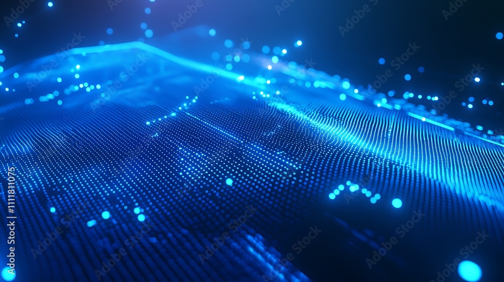Fototapeta premium Abstract Digital Landscape with Blue Lights, Data Visualization, and Futuristic Design Elements in Technology Background
