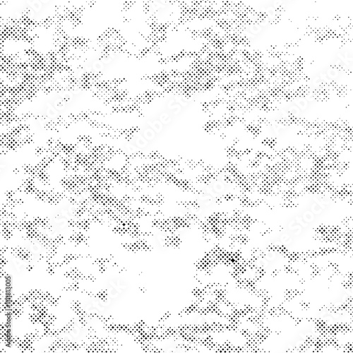 Halftone abstract vector background with dot texture resembling scattered clouds. Black and white pattern.Star texture.