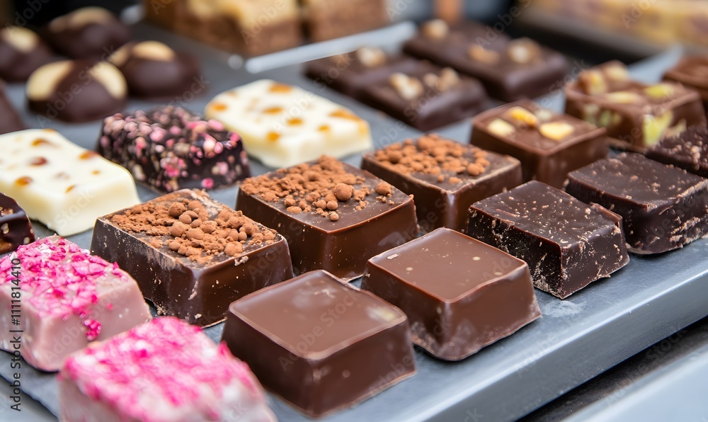Delicious Pieces Of Handmade Chocolate, Generative AI Delicious Pieces Of Handmade Chocolate, Generative AI