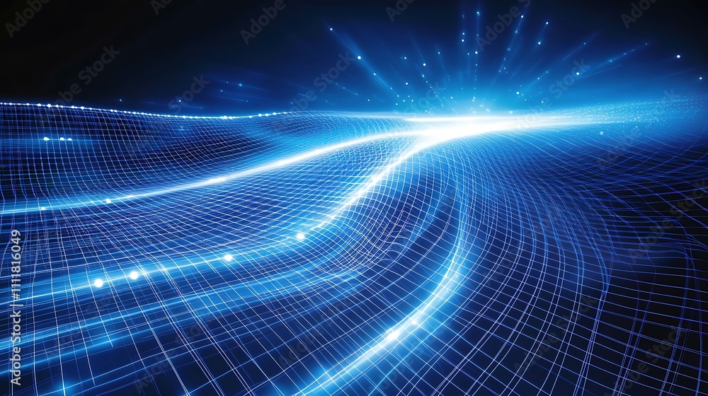 Abstract digital waves of blue light creating a futuristic, dynamic flow in a technology-inspired background Abstract digital waves of blue light creating a futuristic, dynamic flow in a technology-inspired background