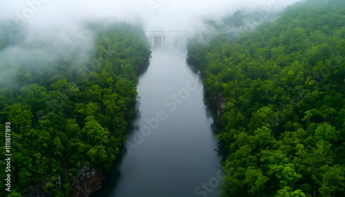 Innovative Energy Conservation Methods for Sustainable Nature Management Forested Region Aerial View