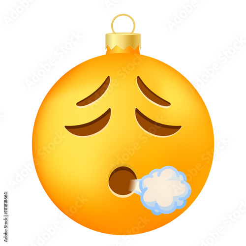 Emoji Christmas tree ball or toy with exhaling face