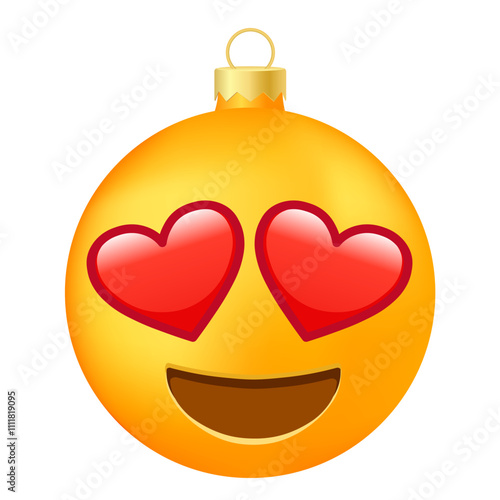 Emoji Christmas tree ball or toy with heart eyes face