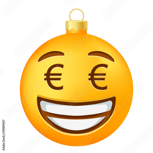 Emoji Christmas tree ball or toy with money mouth face