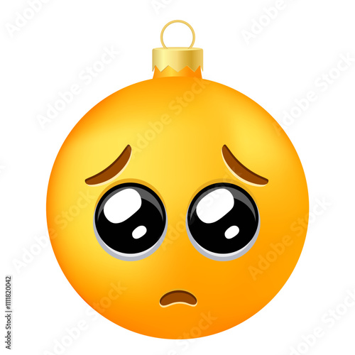 Emoji Christmas tree ball or toy with pleading eyes face