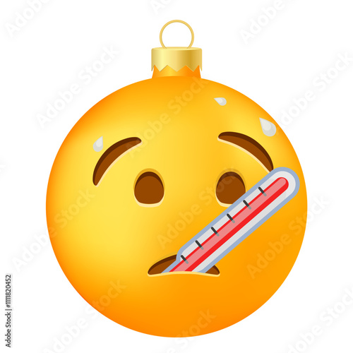 Emoji Christmas tree ball or toy with thermometer face