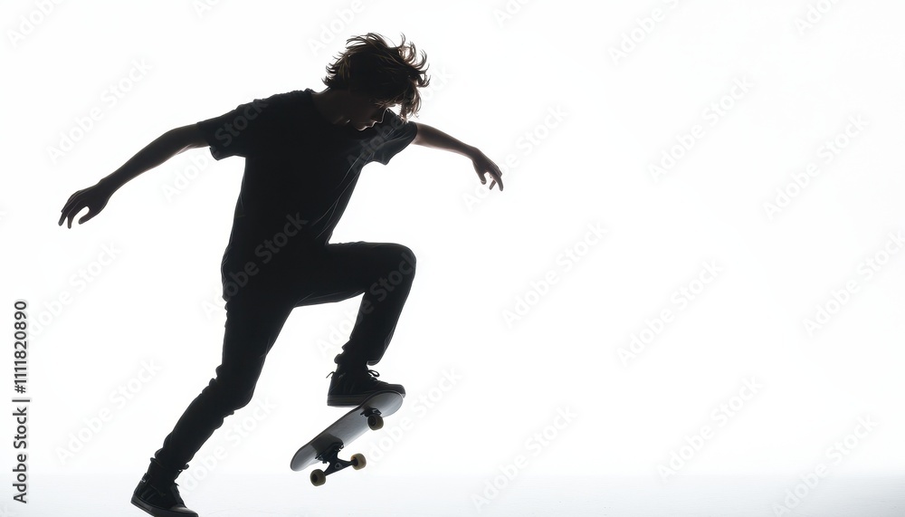 Skateboarder Silhouette Performing an Aerial Trick Skateboarder Silhouette Performing an Aerial Trick