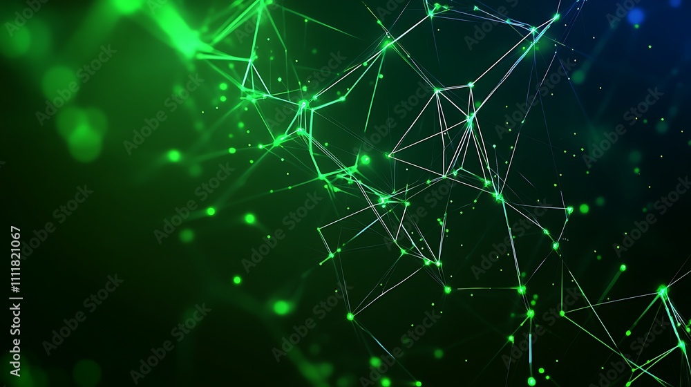 Abstract green and blue digital background with glowing lines and particles representing connectivity and technology Abstract green and blue digital background with glowing lines and particles representing connectivity and technology