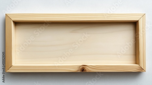 A modern pine frame with clean, sharp edges and a light natural tone, isolated on a transparent background for professional visuals.