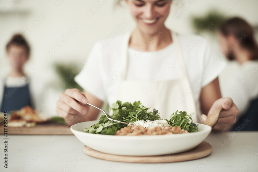 Cheerful Chef Preparing Fresh Ingredients in a Bright Kitchen Setting Cheerful Chef Preparing Fresh Ingredients in a Bright Kitchen Setting