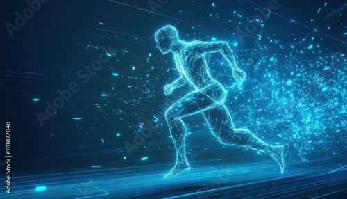 Digital Runner A Wired Human Figure In Motion