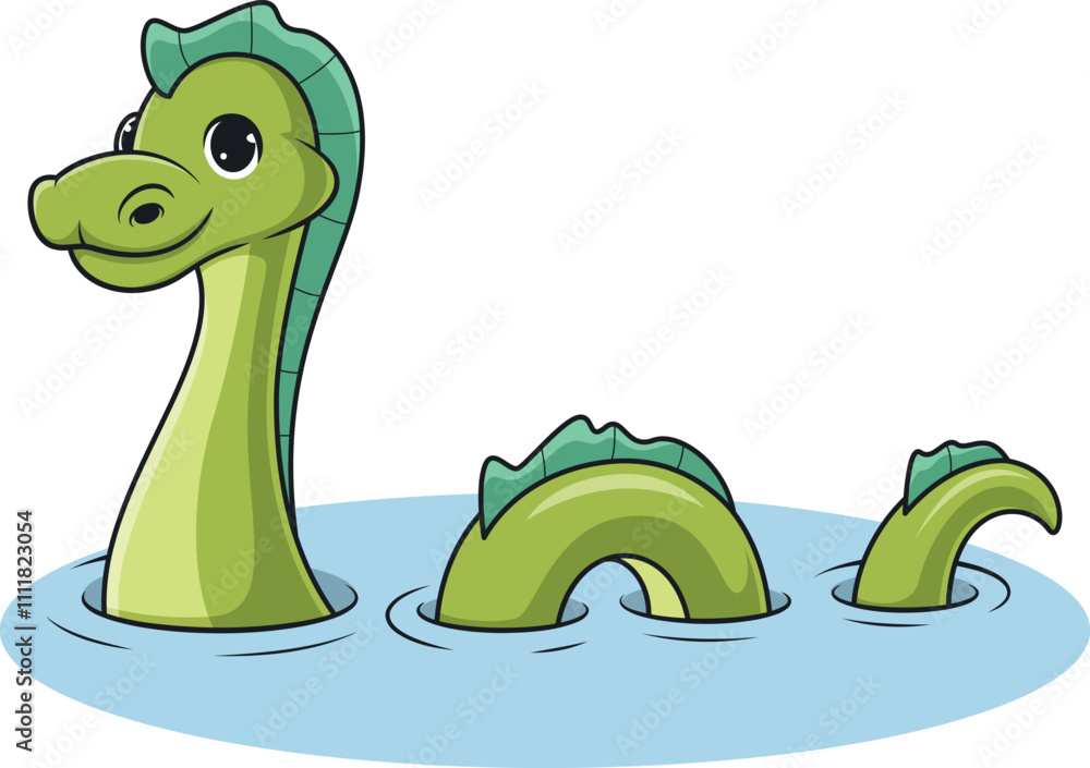 Ταπετσαρία Loch ness monster with half its body underwater vector image