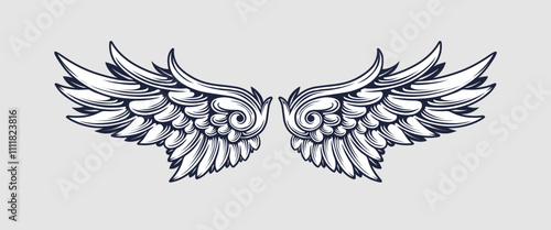 Vector Angel Wings for vintage tattoo art
