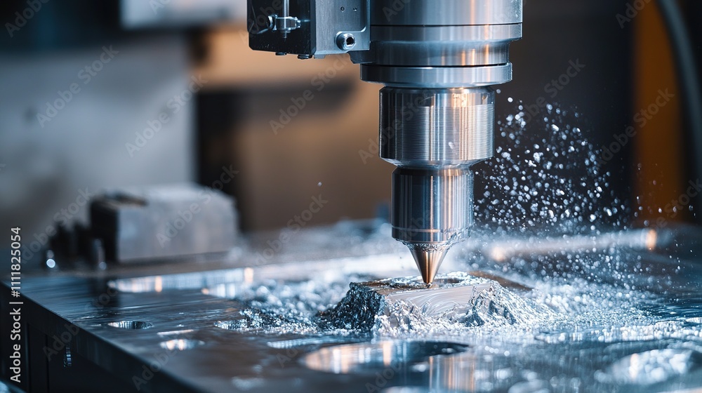 A CNC machine operating autonomously to create highly detailed products. A CNC machine operating autonomously to create highly detailed products.