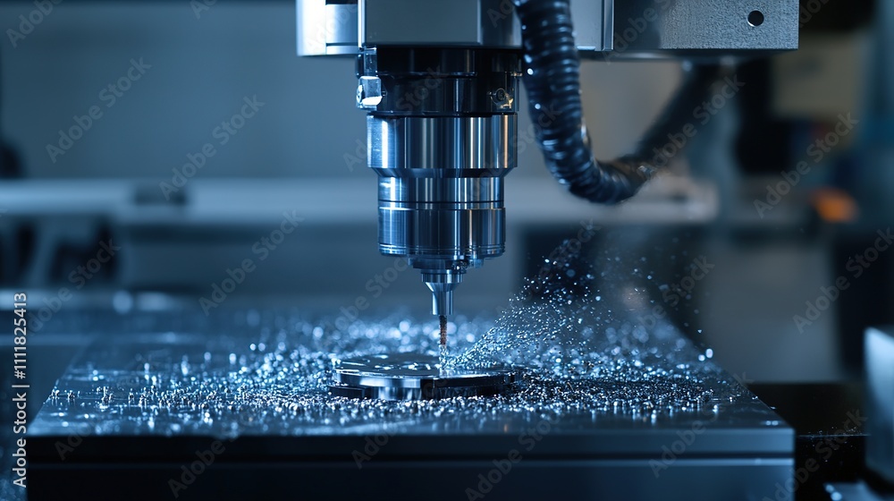 A CNC machine operating autonomously to create highly detailed products. A CNC machine operating autonomously to create highly detailed products.