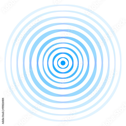 Radar icon blue color isolated on white background. Signal concentric circles icons. Sonar sound wave vector 10 eps