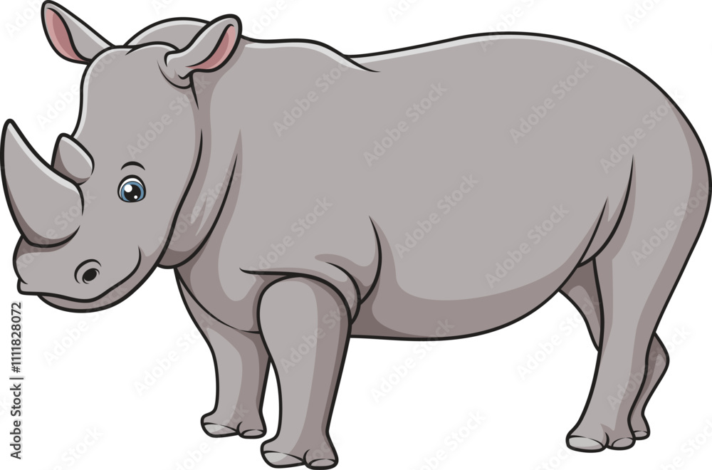 Semi-realistic rhinoceros looking adorable vector image Semi-realistic rhinoceros looking adorable vector image