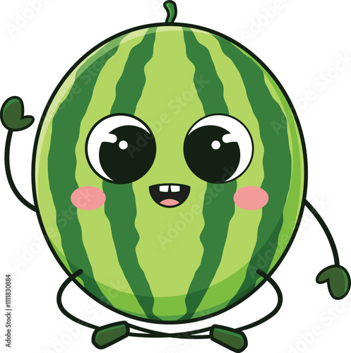 Cute watermelon character vector image