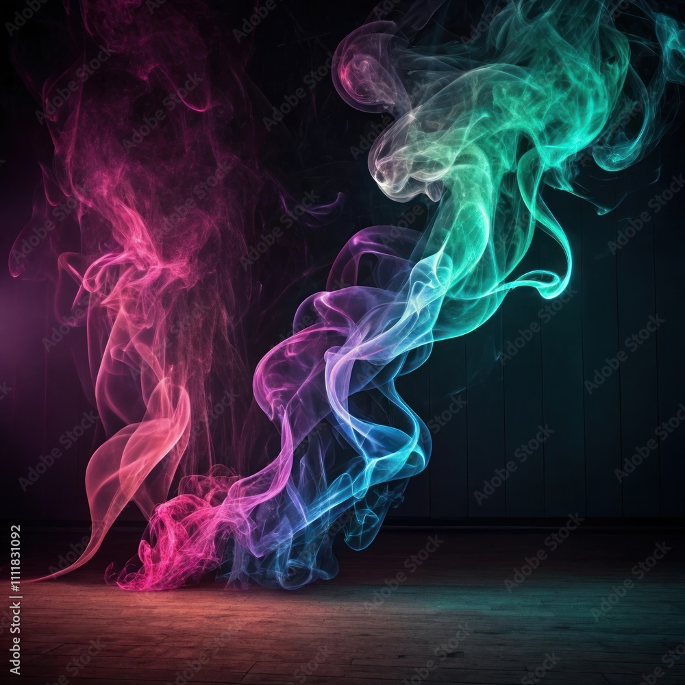 Obraz premium Colorful Smoke Art in a Black Background with Dramatic Swirls