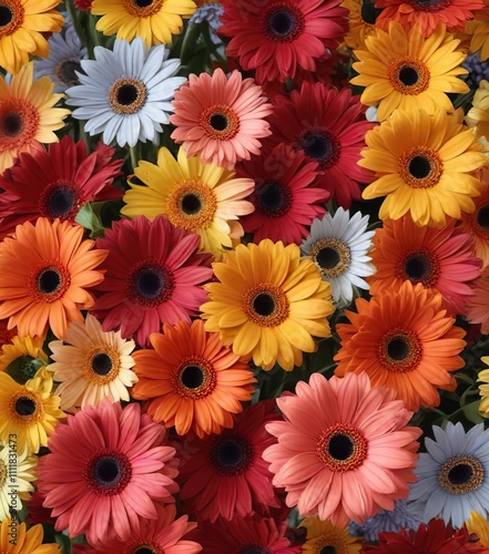 Colorful gerbera flowers in a floral arrangement, garden decoration, petal