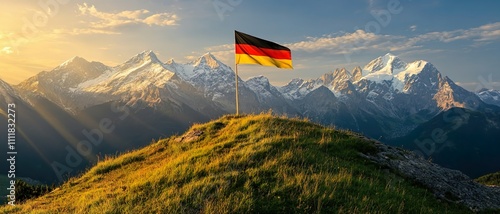 German Flag on Mountain Landscape
