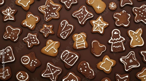 Christmas Cookies Themed Background with Warm Tones and Festive Decorations