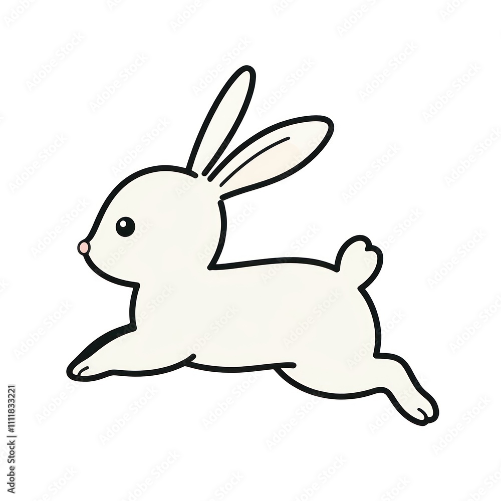 Obraz premium Bunny in a Hopping Pose with Soft Lines