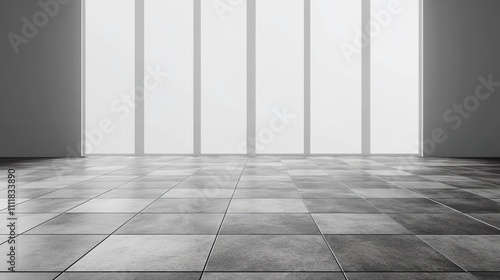 Perspective view of a minimalist white building against a clear sky