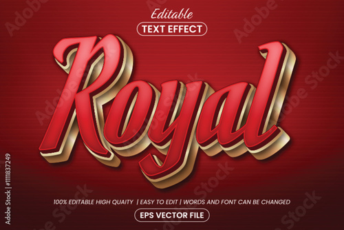 Luxury red royal golden 3d text style, editable text effect 