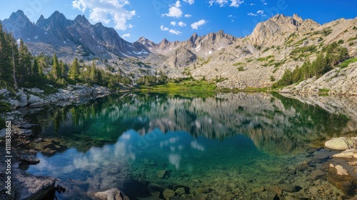 Serene mountain landscape reflecting in a clear lake