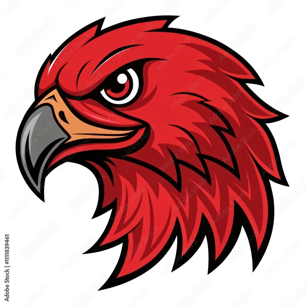 Fierce Red Eagle Mascot with Sharp Eyes and a Powerful Expression Fierce Red Eagle Mascot with Sharp Eyes and a Powerful Expression