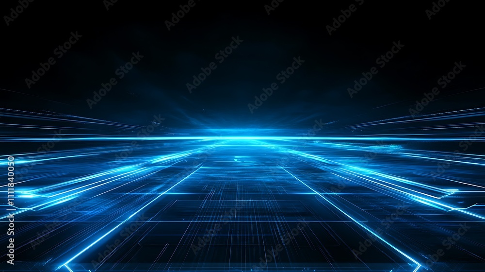 Futuristic Digital Landscape with Glowing Lines and Light Trails in a Dark Environment for Technology Concepts Futuristic Digital Landscape with Glowing Lines and Light Trails in a Dark Environment for Technology Concepts