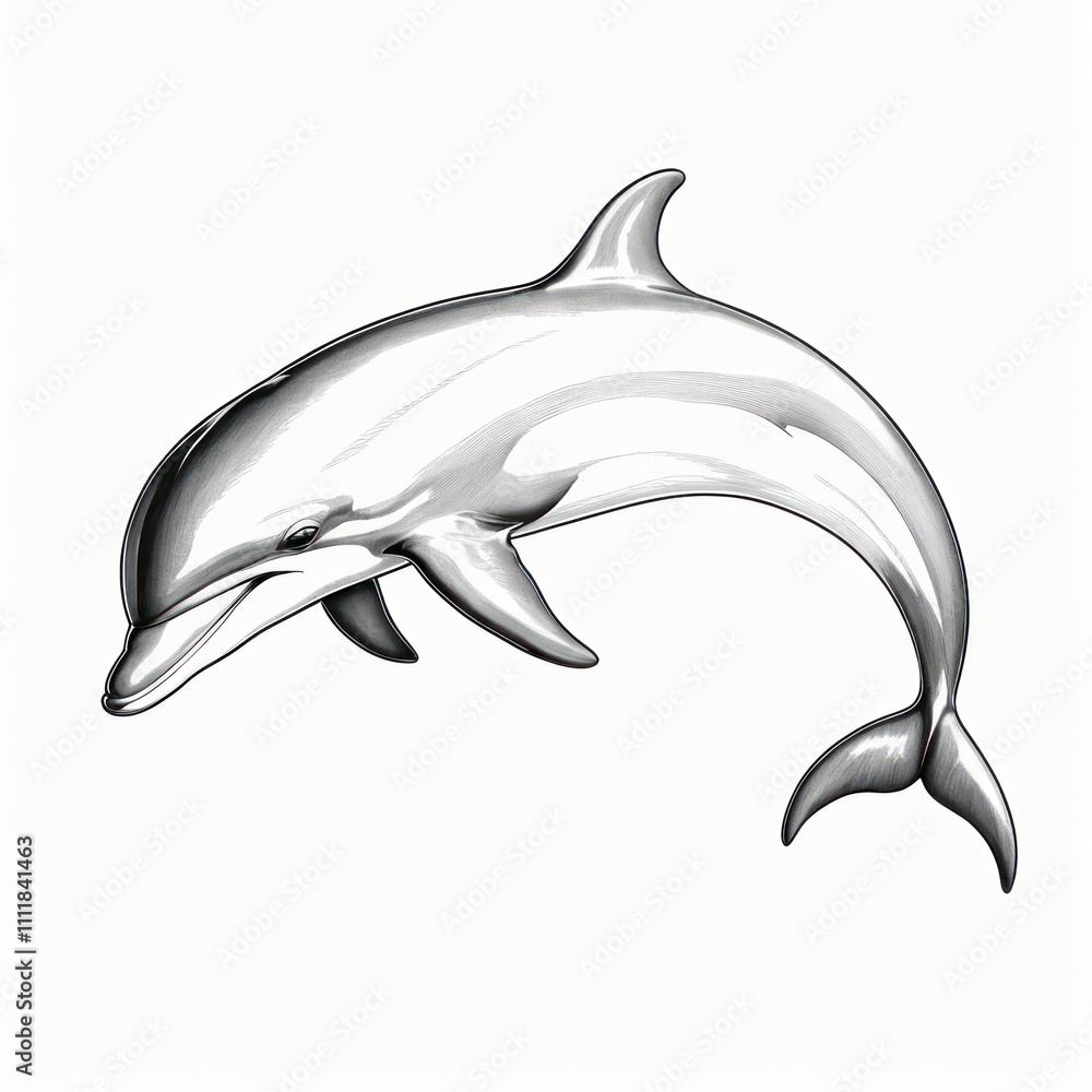 Artistic Black and White Drawing of a Dolphin Leaping Artistic Black and White Drawing of a Dolphin Leaping