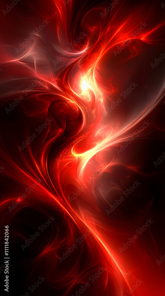 Obraz premium Fiery Abstract Background, Red and Orange Energy Swirls, Dynamic Motion, Glowing Light, Intense Color, Vibrant Hues, Abstract Art, Digital Artwork