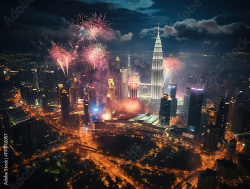 Amazing A yacht and an entertainment fireworks display Background
