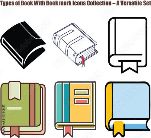 Book with Bookmark Icon Collection – A Versatile Set