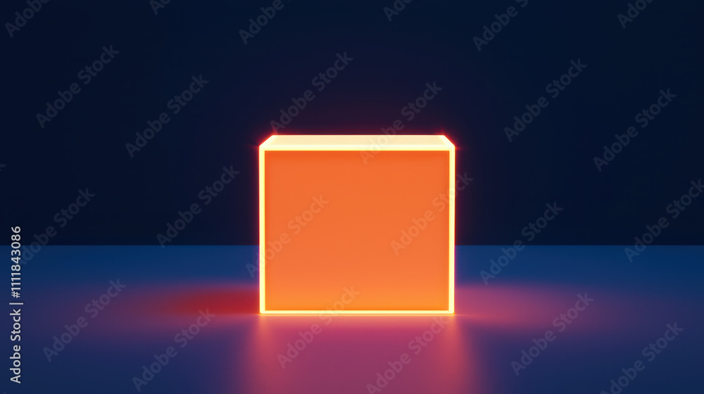 digital footprint identity protection. Glowing orange cube on dark background, creating intrigue digital footprint identity protection. Glowing orange cube on dark background, creating intrigue