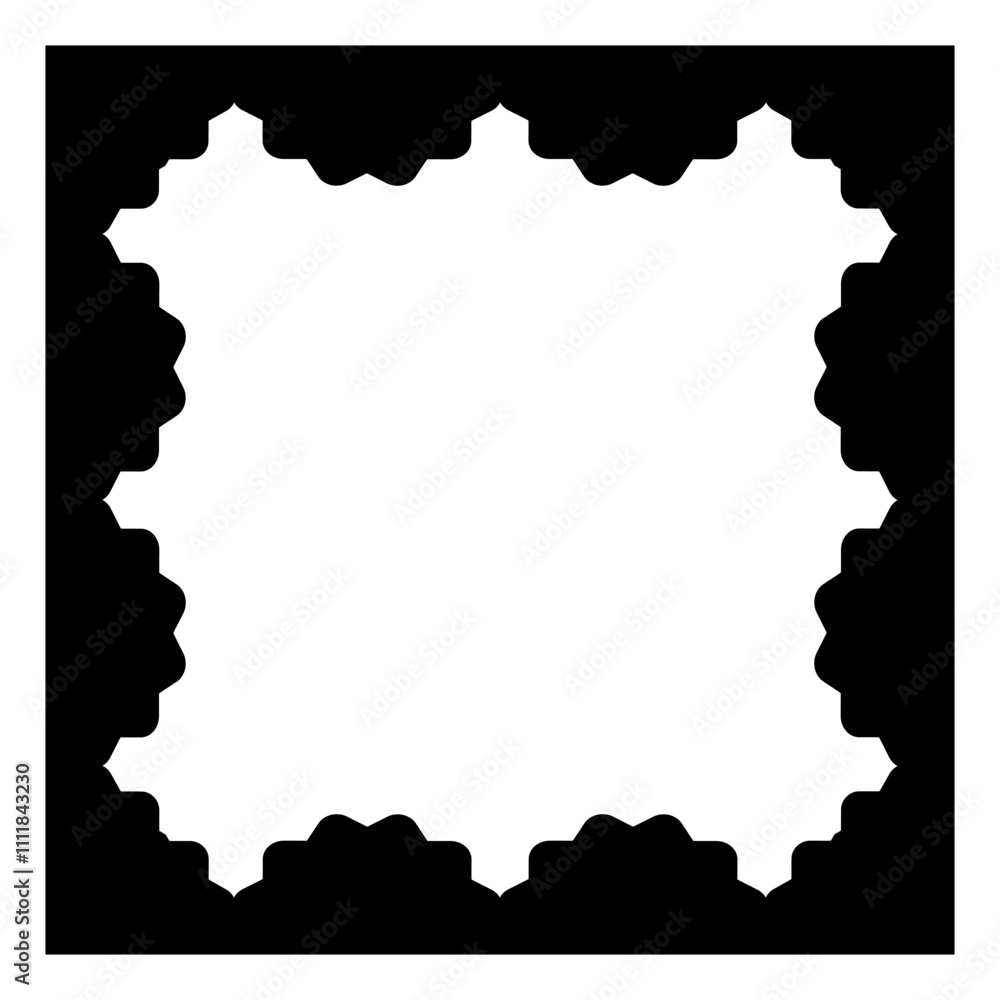 Obraz premium 黒色のレースの四角いフレーム枠の素材