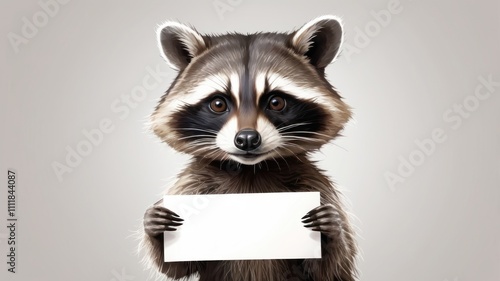 Raccoon with Blank Signs for Custom Messages photo