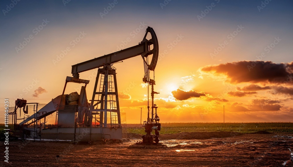 An oil drilling derrick pumps crude oil from the ground, supporting the petroleum industry and fuel production from natural resources. An oil drilling derrick pumps crude oil from the ground, supporting the petroleum industry and fuel production from natural resources.