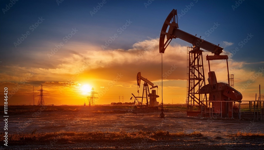 An oil drilling derrick pumps crude oil from the ground, supporting the petroleum industry and fuel production from natural resources. An oil drilling derrick pumps crude oil from the ground, supporting the petroleum industry and fuel production from natural resources.